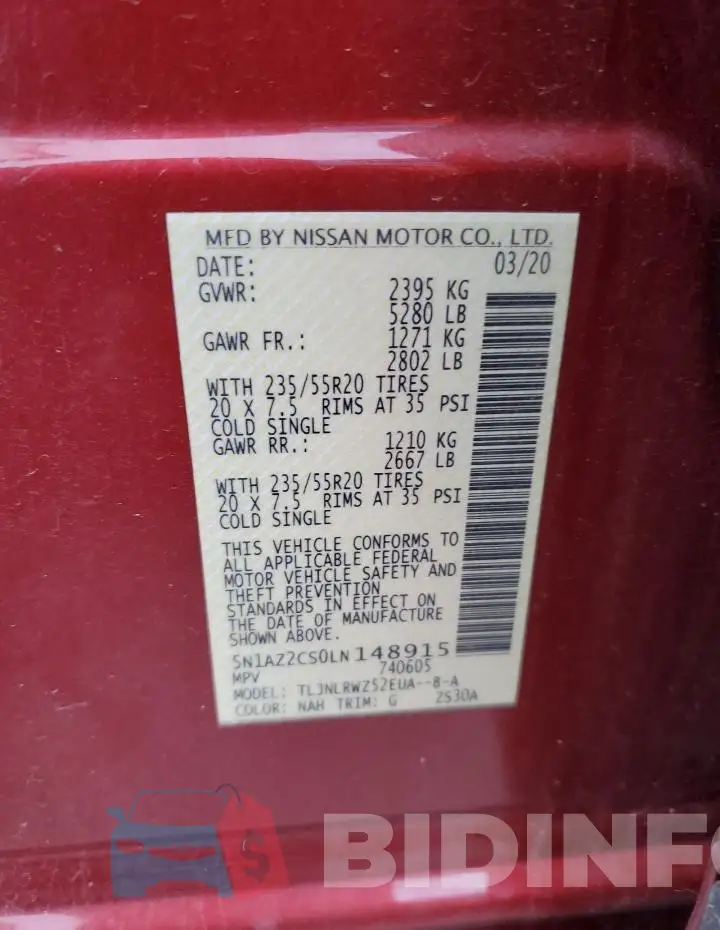 5N1AZ2CS0LN148915 Photo# 13