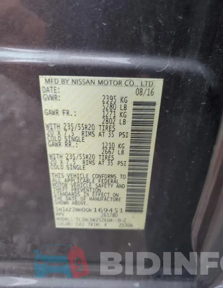 5N1AZ2MH0GN169451 Photo# 13
