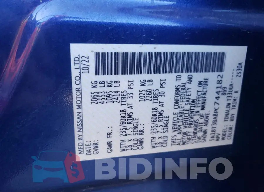 5N1BT3BA8PC744182 Photo# 13
