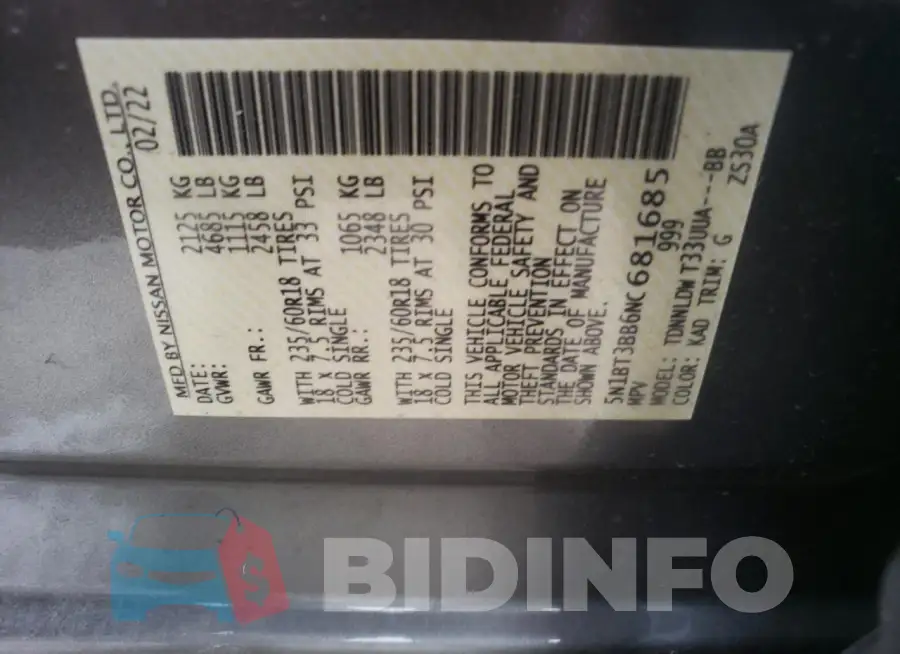 5N1BT3BB6NC681685 Photo# 12