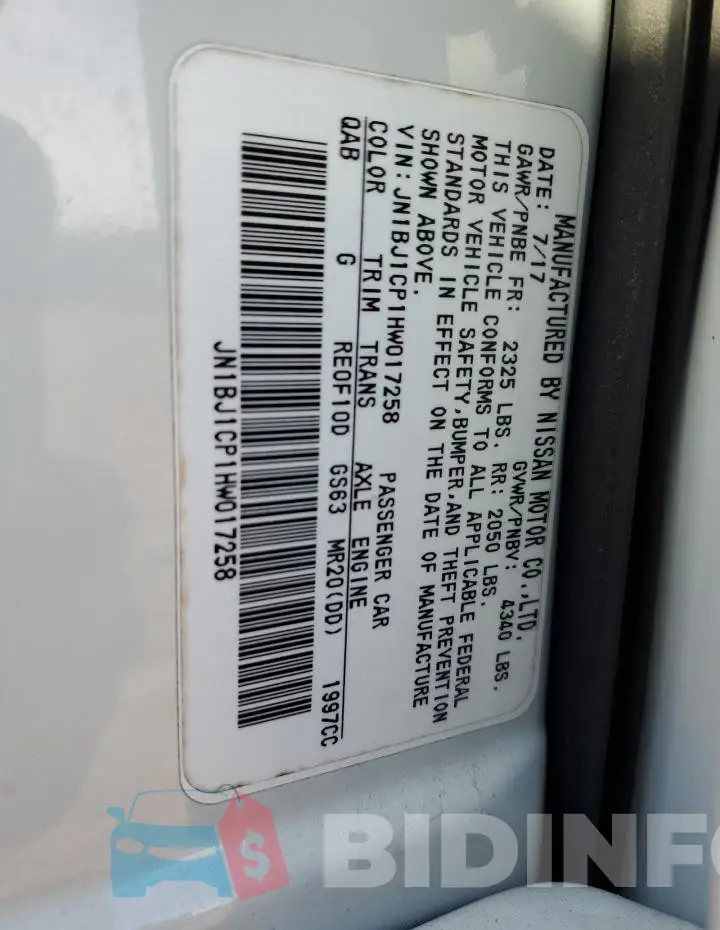 JN1BJ1CP1HW017258 Photo# 13