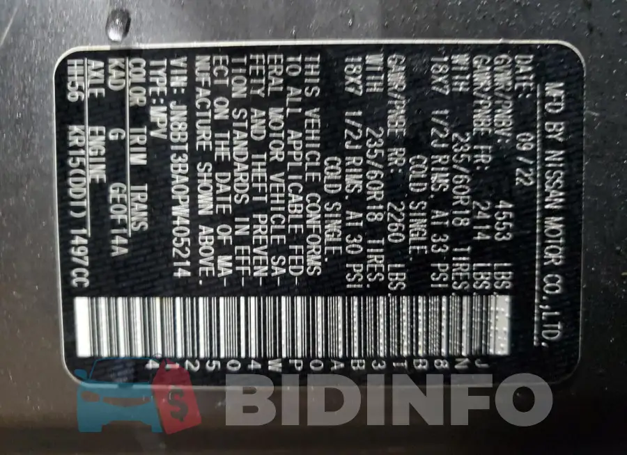JN8BT3BA0PW405214 Photo# 12
