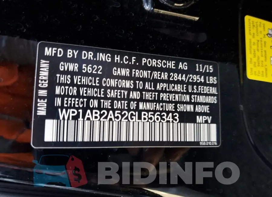 WP1AB2A52GLB56343 Photo# 13