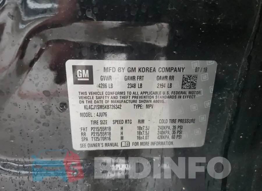 KL4CJ1SM5KB726342 Photo# 13