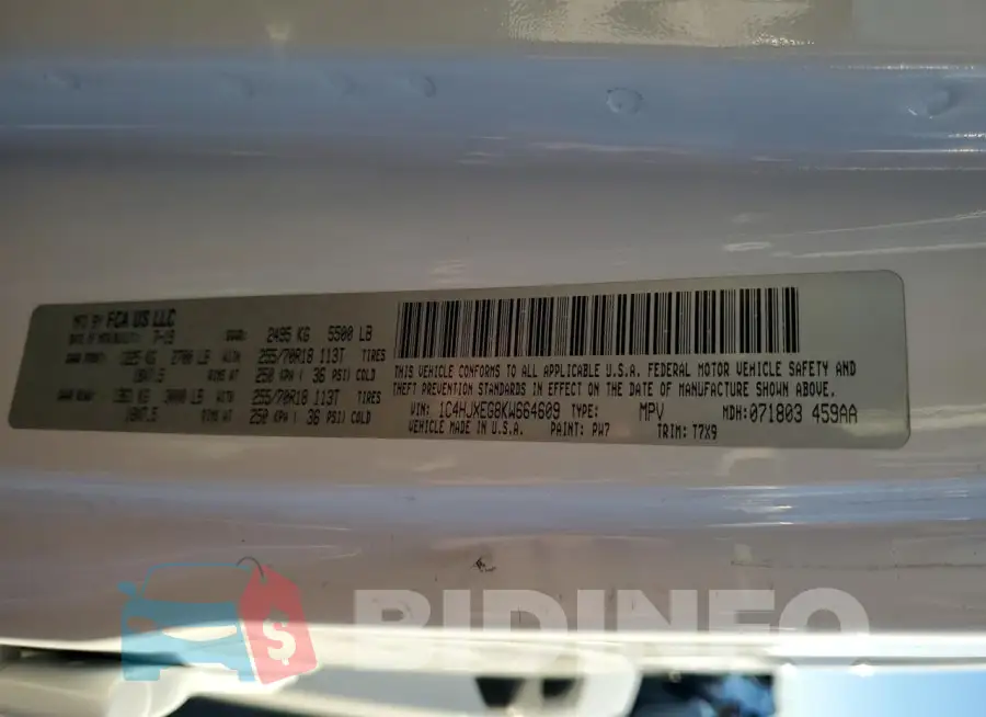 1C4HJXEG8KW664609 Photo# 12