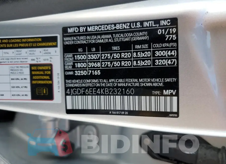 4JGDF6EE4KB232160 Photo# 13