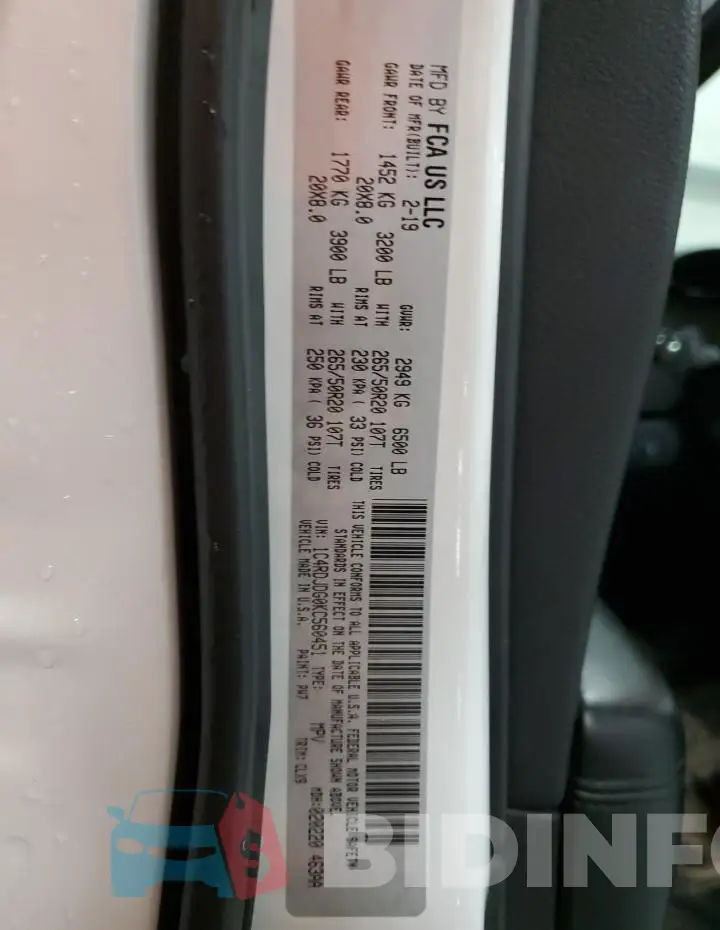 1C4RDJDG0KC560451 Photo# 13