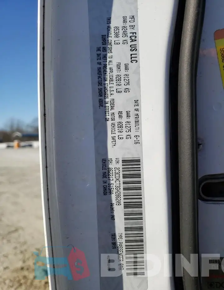 2C3CDXCT3GH286209 Photo# 12