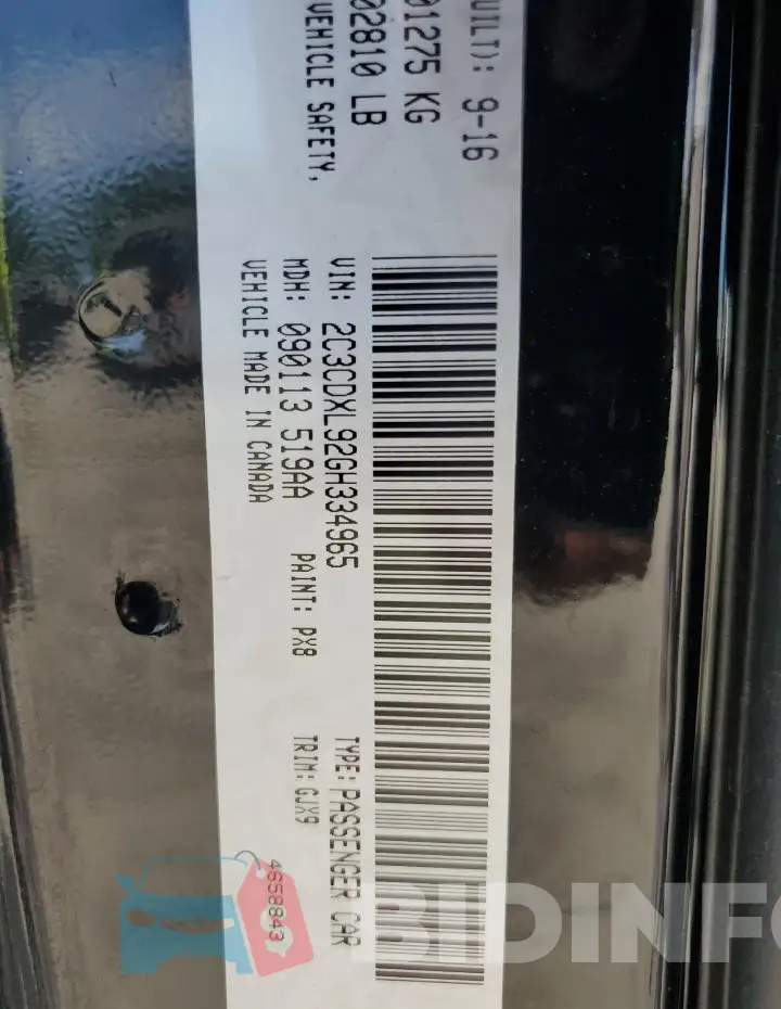 2C3CDXL92GH334965 Photo# 13
