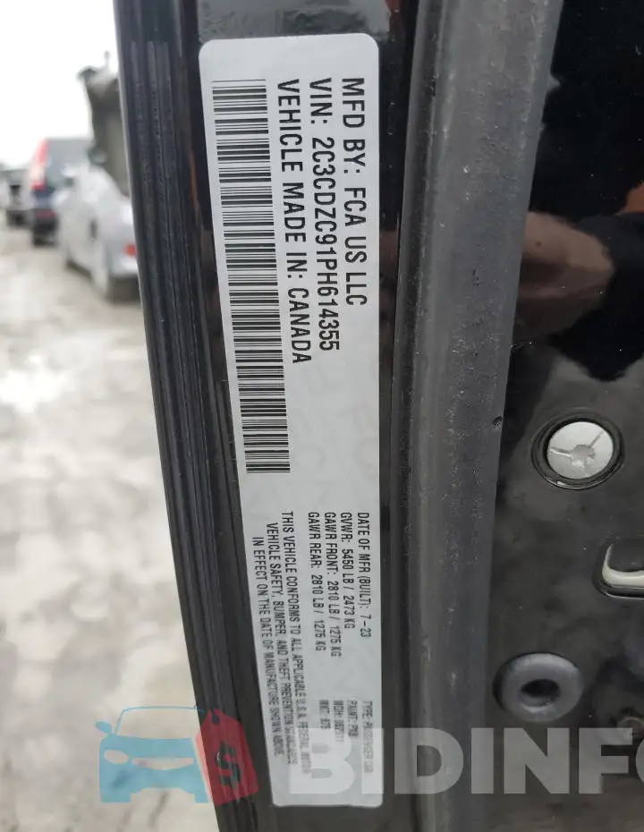 2C3CDZC91PH614355 Photo# 12