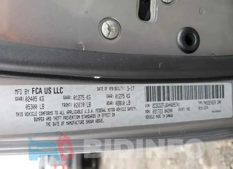 2C3CDZFJ6HH605741 Photo# 12
