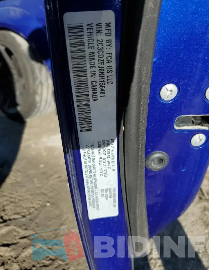 2C3CDZFJ6NH156461 Photo# 12