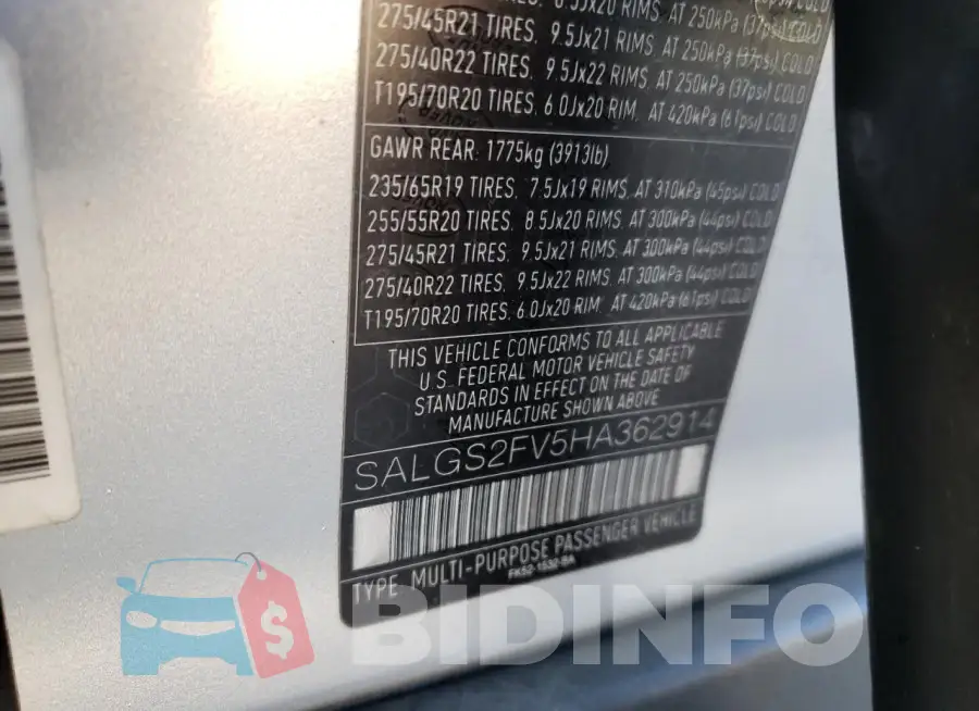 SALGS2FV5HA362914 Photo# 12