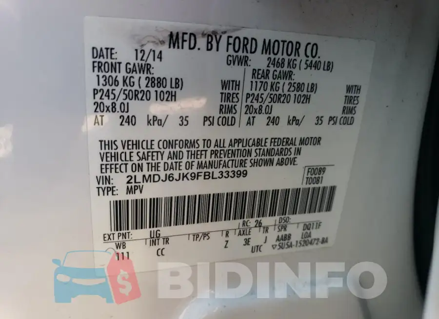 2LMDJ6JK9FBL33399 Photo# 13