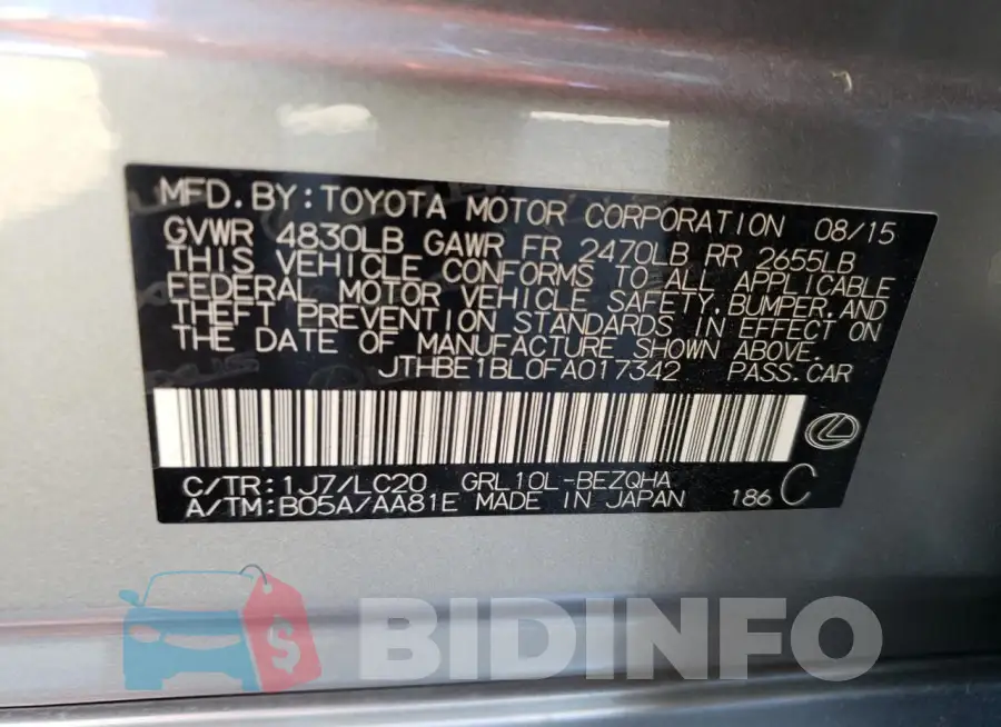 JTHBE1BL0FA017342 Photo# 13