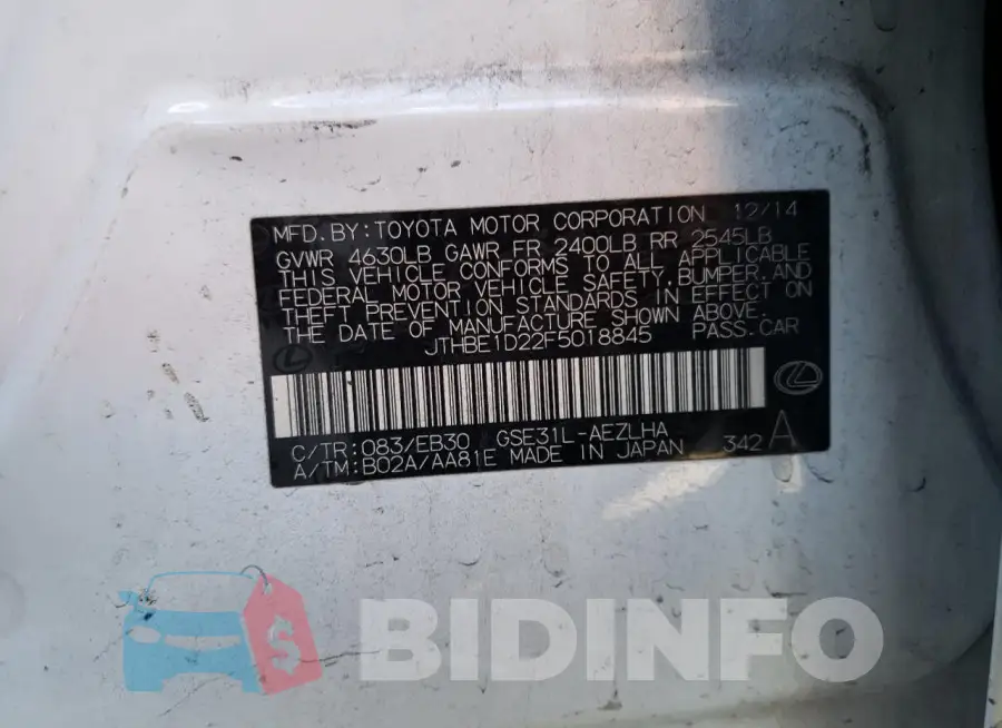 JTHBE1D22F5018845 Photo# 12