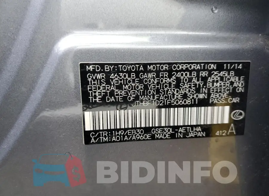JTHBF1D21F5060811 Photo# 12