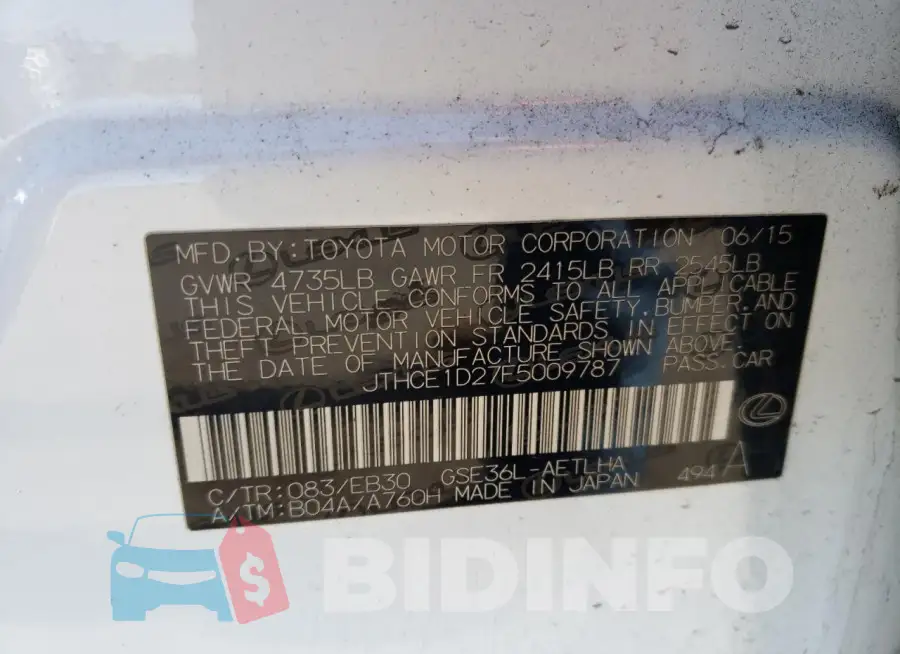 JTHCE1D27F5009787 Photo# 12