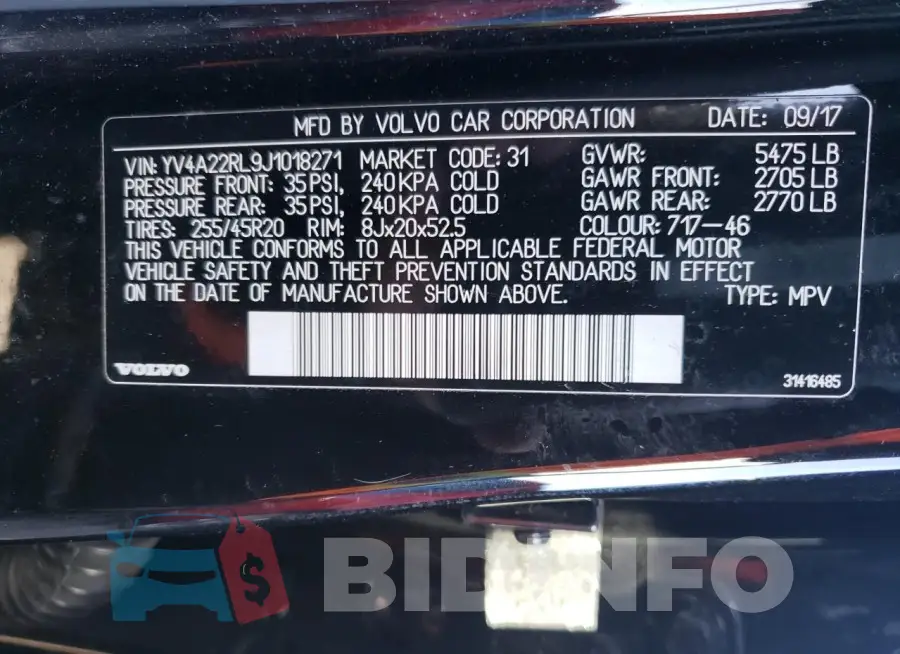 YV4A22RL9J1018271 Photo# 12