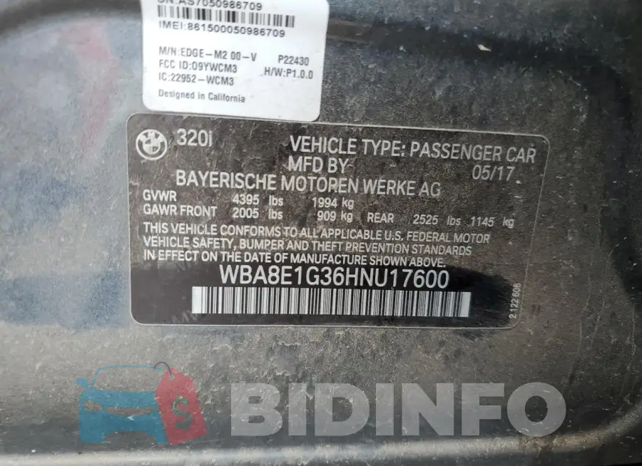 WBA8E1G36HNU17600 Photo# 12