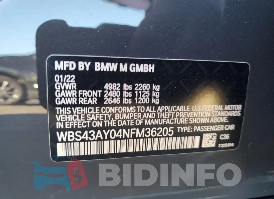 WBS43AY04NFM36205 Photo# 12