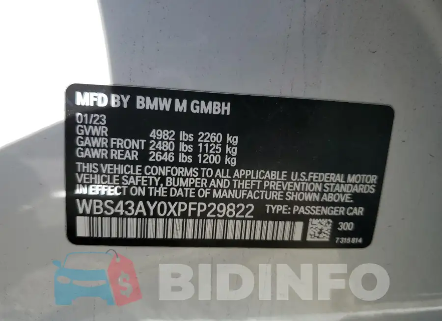 WBS43AY0XPFP29822 Photo# 13