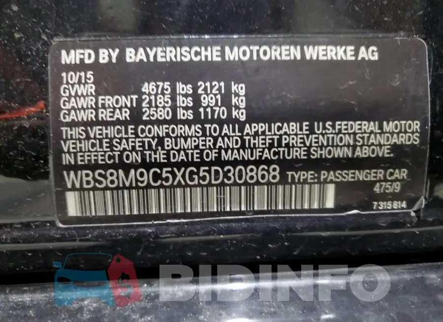 WBS8M9C5XG5D30868 Photo# 12