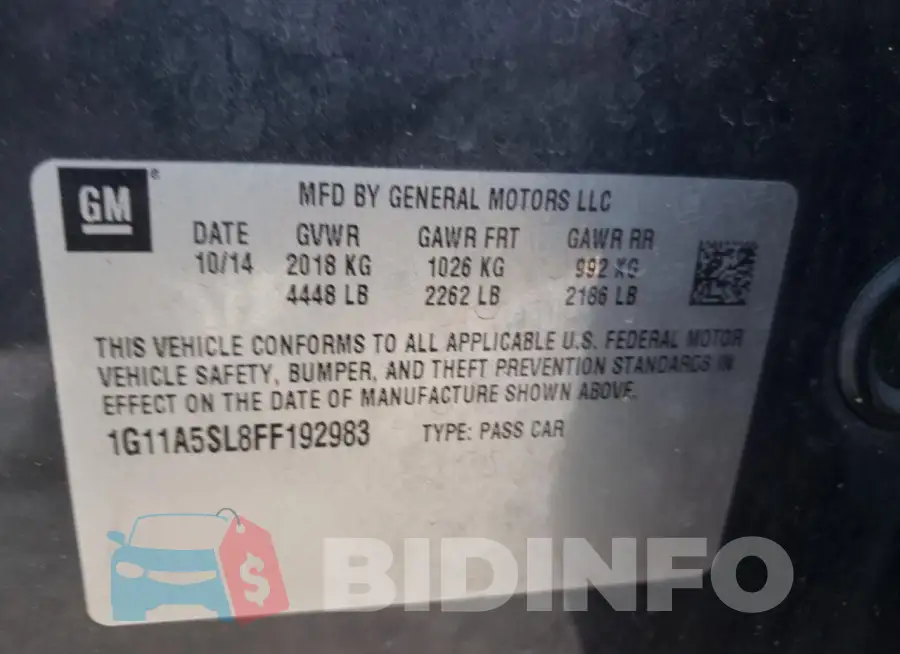 1G11A5SL8FF192983 Photo# 12