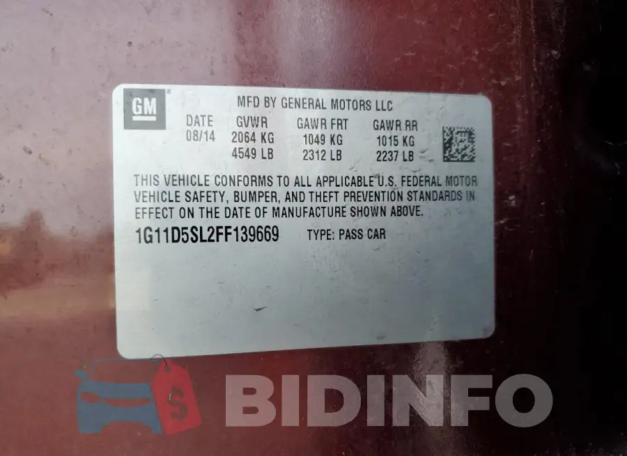 1G11D5SL2FF139669 Photo# 13