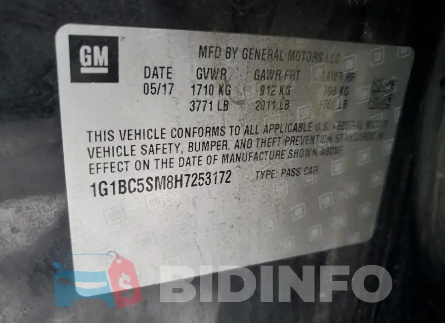 1G1BC5SM8H7253172 Photo# 12