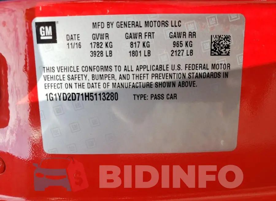 1G1YD2D71H5113280 Photo# 13