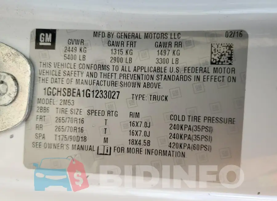 1GCHSBEA1G1233027 Photo# 12
