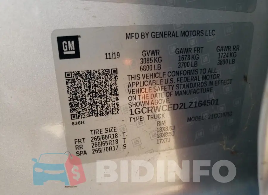 1GCRWCED2LZ164501 Photo# 12
