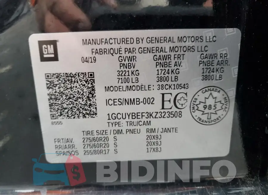 1GCUYBEF3KZ323508 Photo# 12