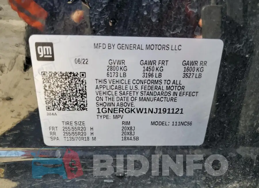 1GNERGKW1NJ191121 Photo# 12