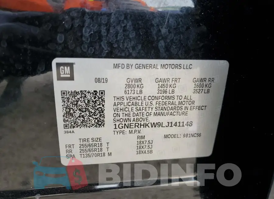 1GNERHKW9LJ141148 Photo# 13