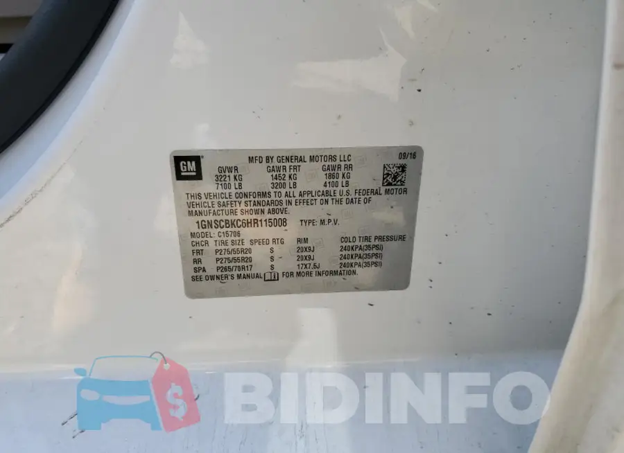 1GNSCBKC6HR115008 Photo# 13