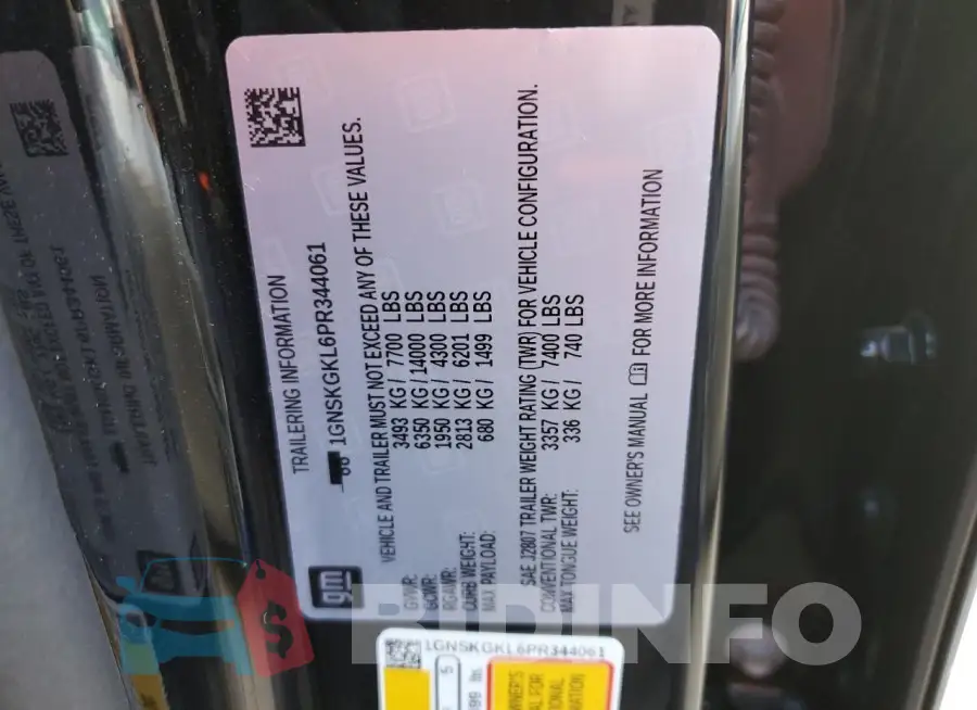 1GNSKGKL6PR344061 Photo# 14