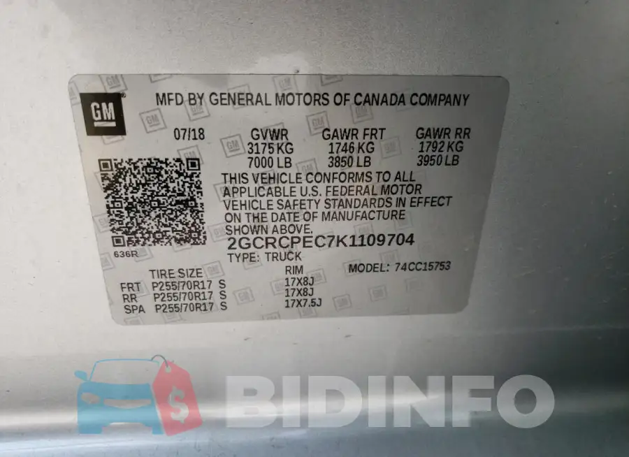 2GCRCPEC7K1109704 Photo# 12