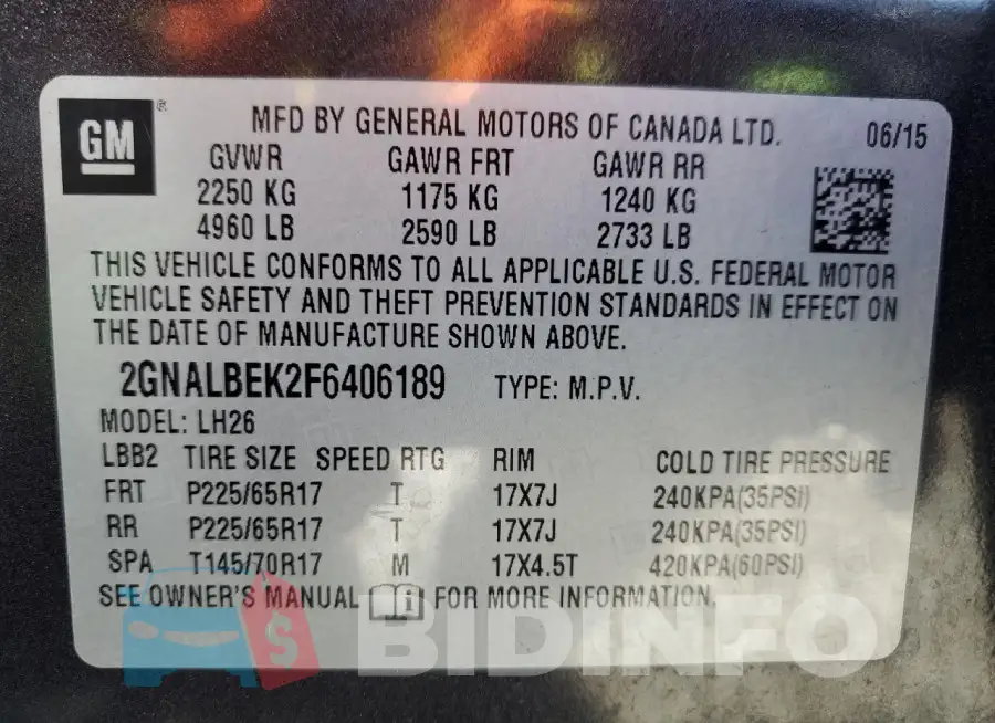 2GNALBEK2F6406189 Photo# 13