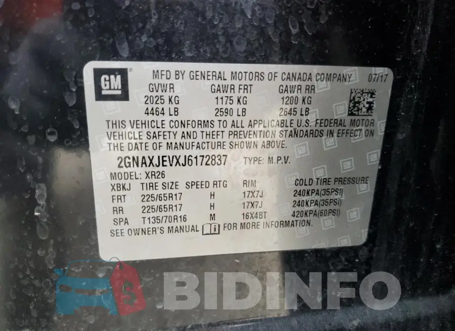 2GNAXJEVXJ6172837 Photo# 13