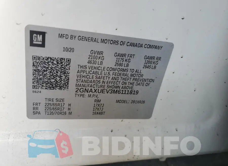 2GNAXUEV3M6111819 Photo# 13