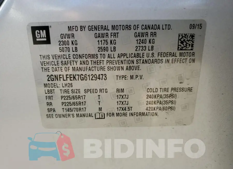 2GNFLFEK7G6129473 Photo# 13