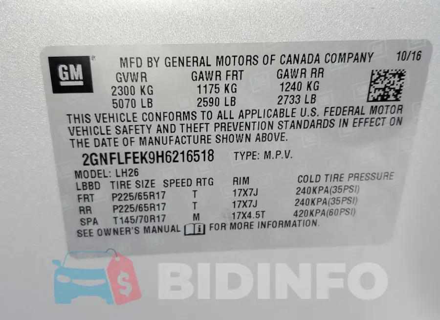 2GNFLFEK9H6216518 Photo# 13