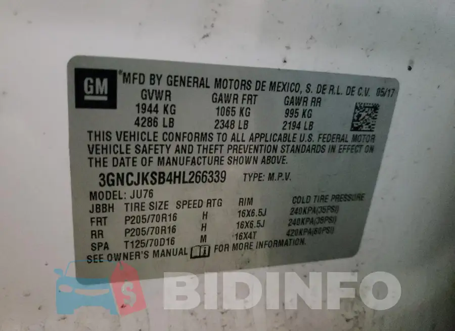 3GNCJKSB4HL266339 Photo# 12