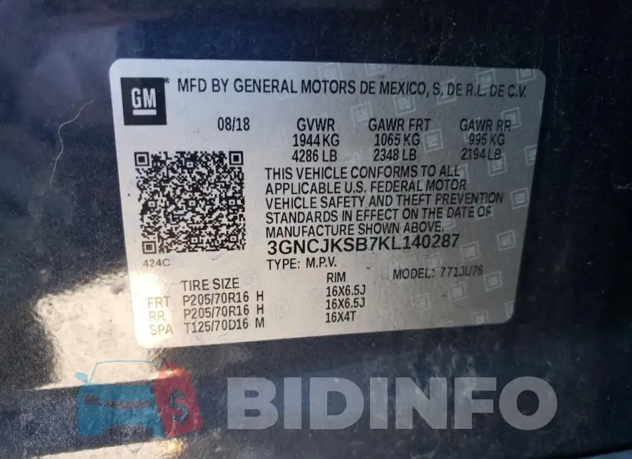 3GNCJKSB7KL140287 Photo# 13