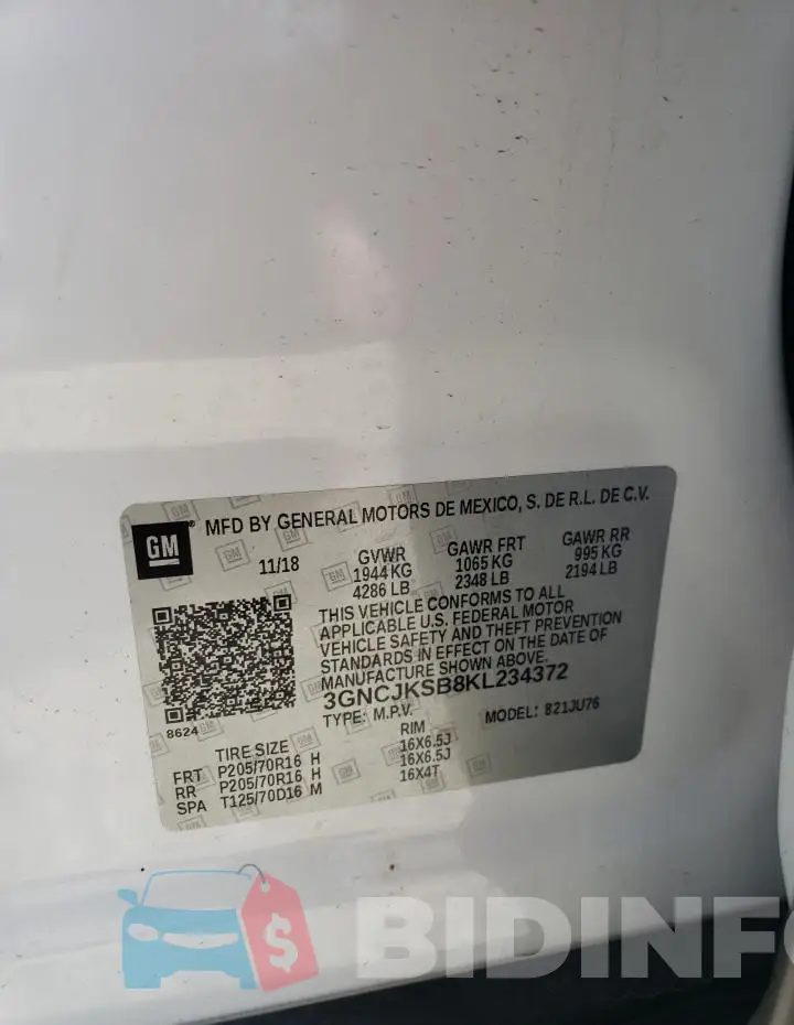 3GNCJKSB8KL234372 Photo# 13