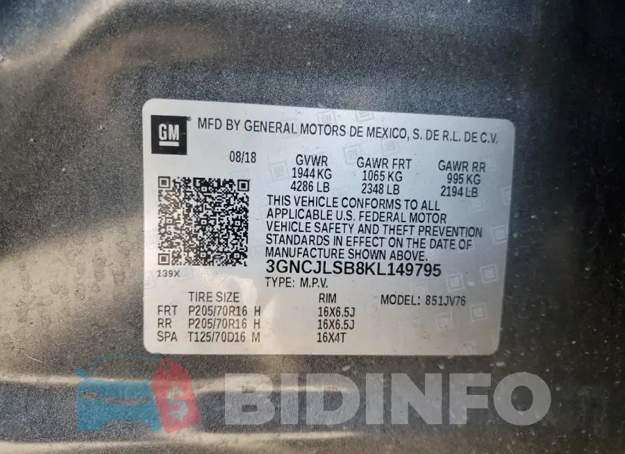 3GNCJLSB8KL149795 Photo# 12