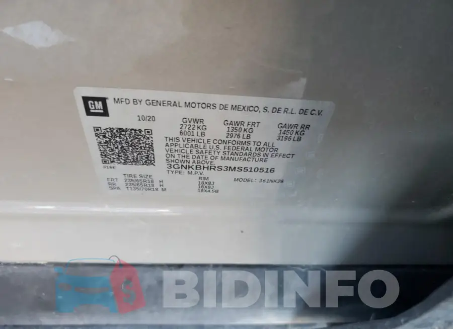 3GNKBHRS3MS510516 Photo# 12