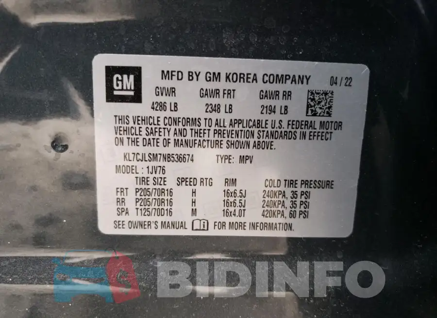 KL7CJLSM7NB536674 Photo# 14